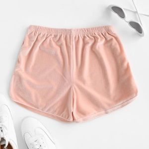 Pink velvet shorts